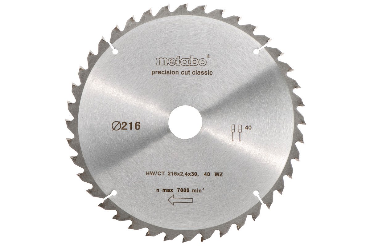 Circular Saw Blade HW/CT 216 x 30 Bore 40T