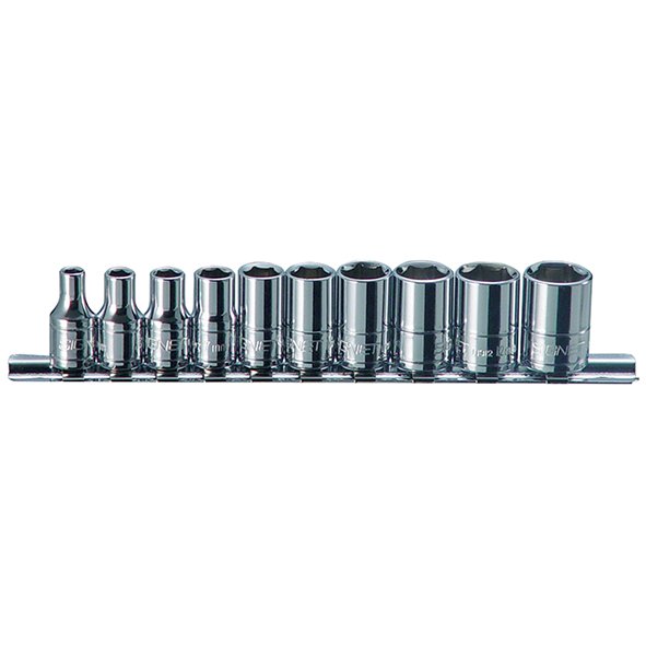 Signet 1/4in Drive 6 Point Standard Metric Socket Set 10 pce 4mm - 13mm