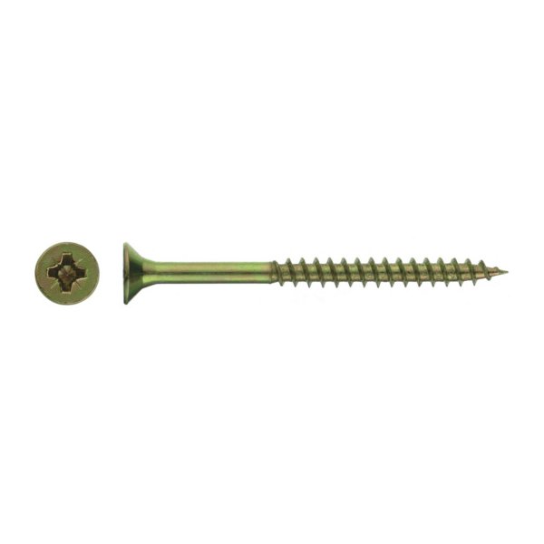 Reca Chipboard Screws Countersunk Pozi 4mm x 70mm Zinc Yellow Box Quantity 200