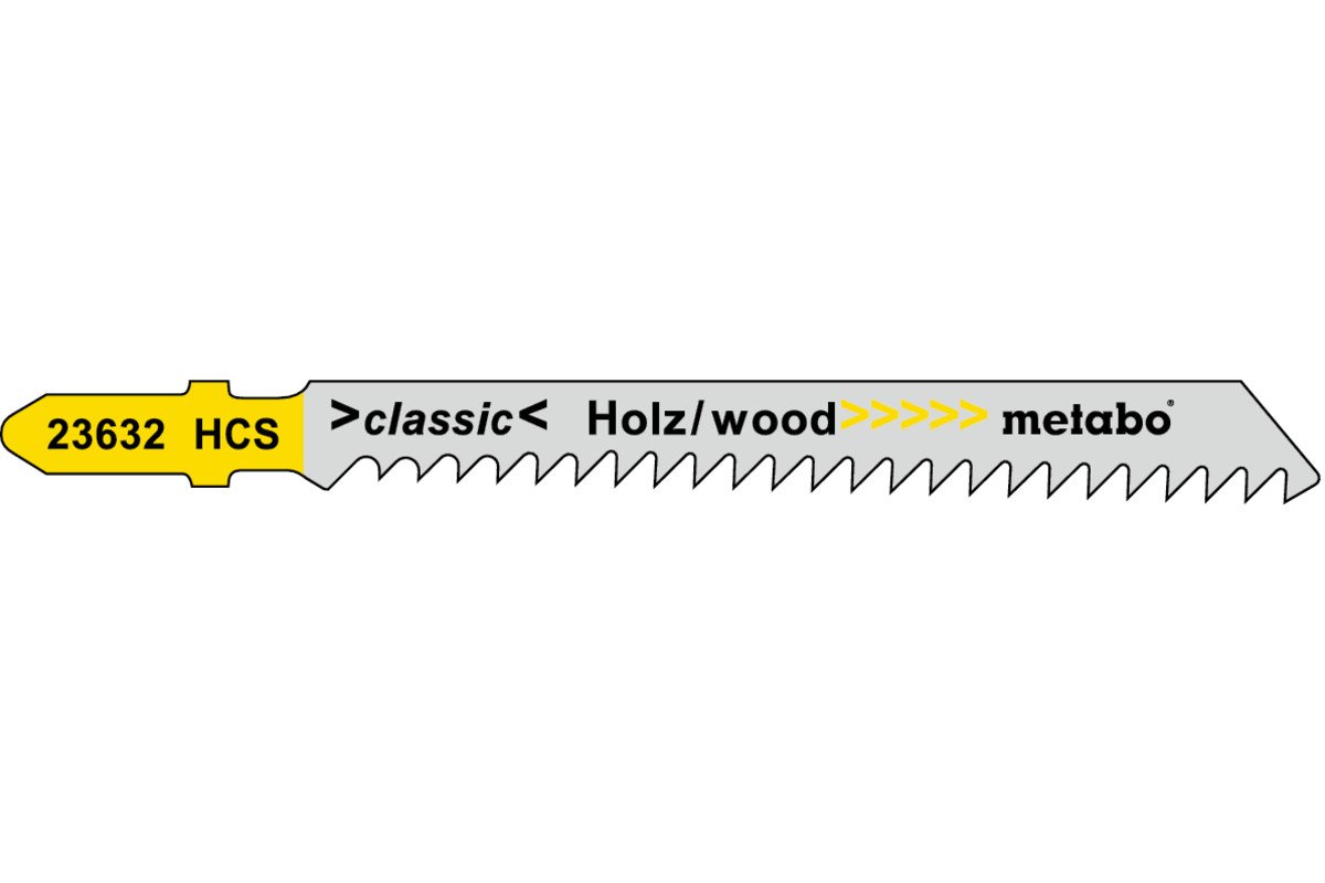 Jigsaw Blade - Wood/Plastics 74mm 3tpi Wood/Plastics 74mm rough cut 4-50mm, 5 Pack