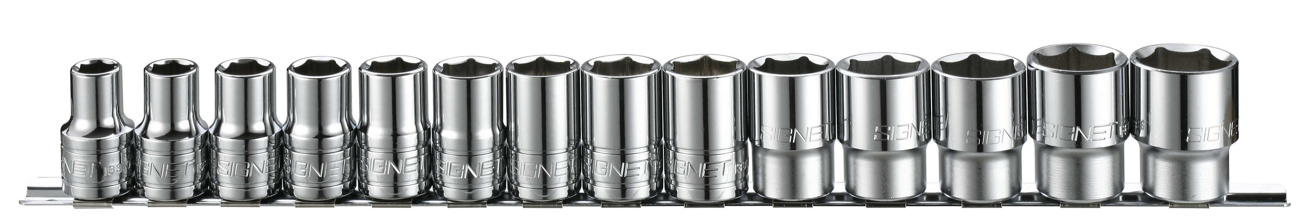 Signet 1/2in Drive Impact Clip Rail Socket Set 14 pc mm