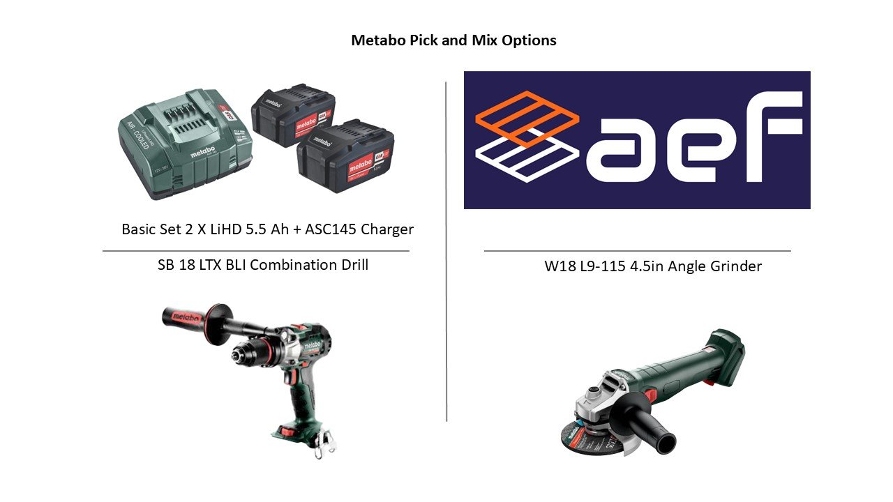 Metabo Pick and Mix, SB18LTXBLI+ W18LBL9-115