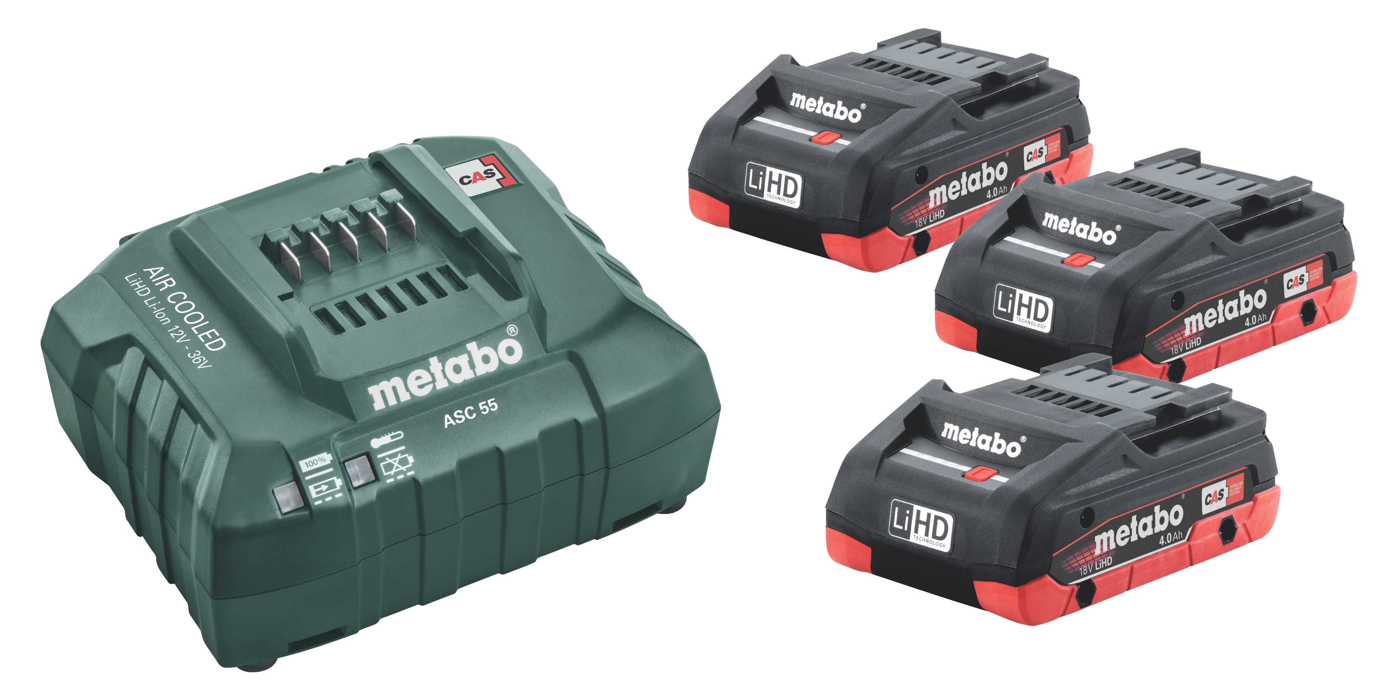 Metabo Basic Set 18V 3 x 4.0 LiHD and ASC55 Charger